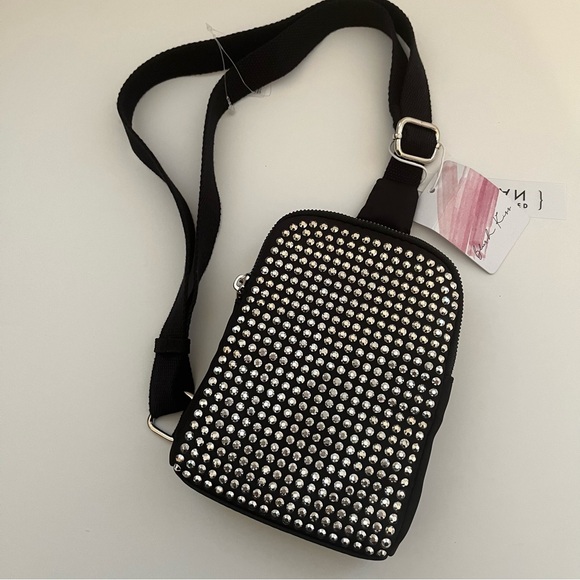 Black Studded Crossbody Bag - Picture 1 of 9